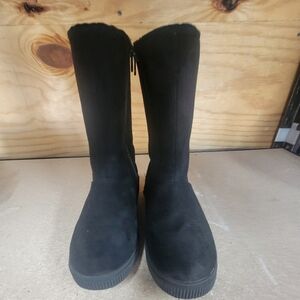 Black Suede Mid-Calf Boots